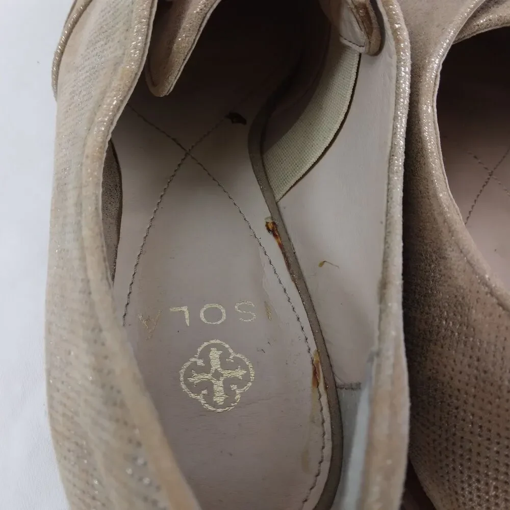 ISOLA Loafers Flats Gold Metallic Pointed Toe Slip On Shoe Women's 6.5